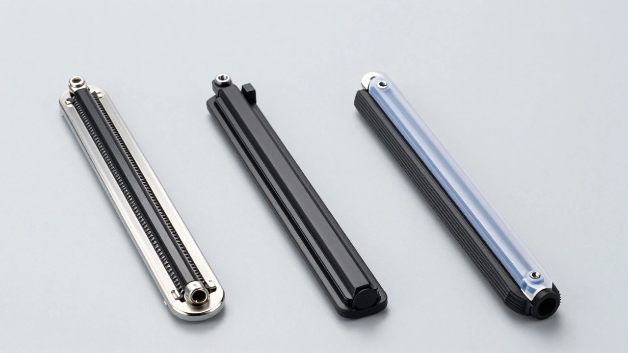 Comparison of traditional, beam, and hybrid car wiper blades.