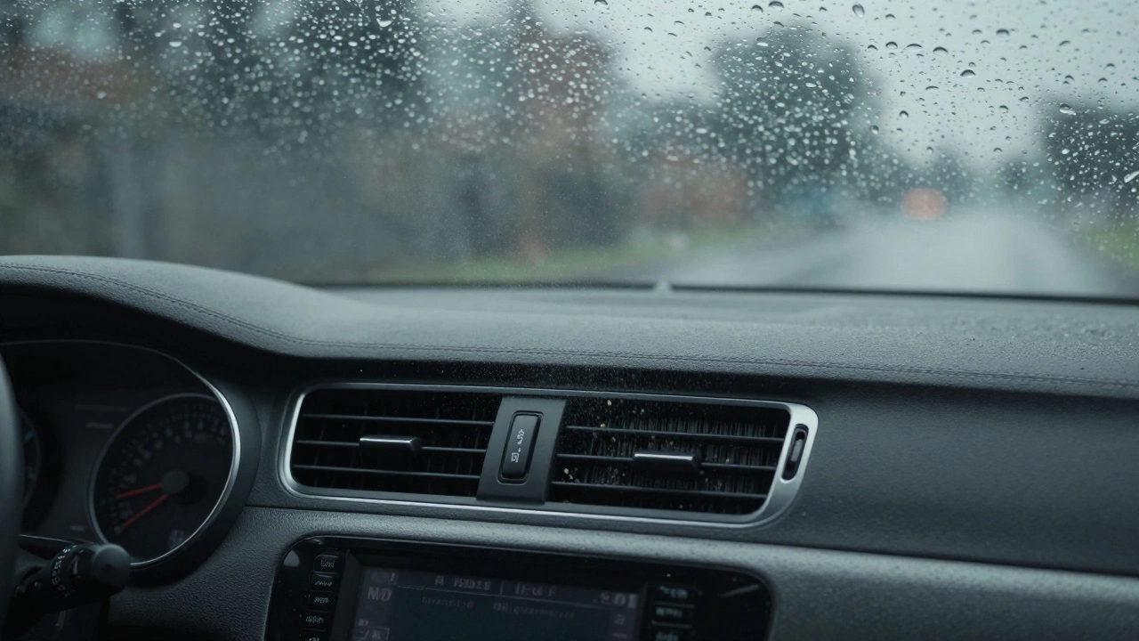 Car interior with visible dust particles near vents due to poor cabin filtration.