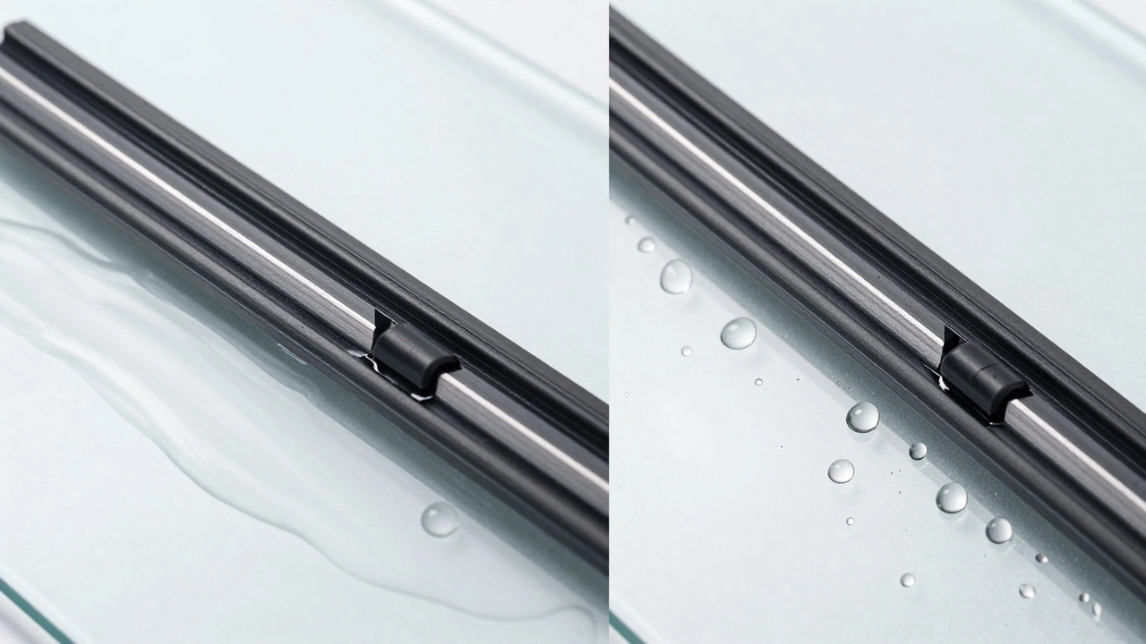 Comparison of water smearing vs beading on different wiper materials