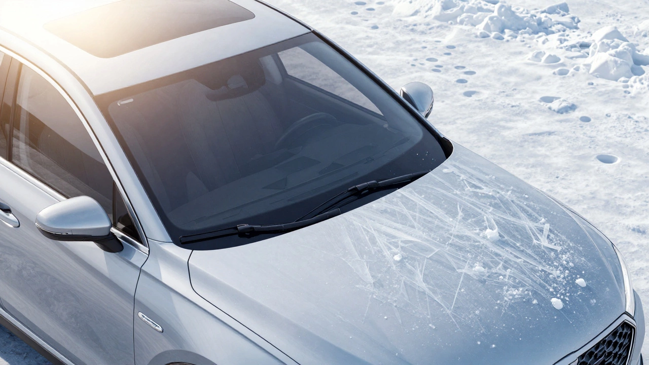 Car wipers exposed to sun and snow weather conditions