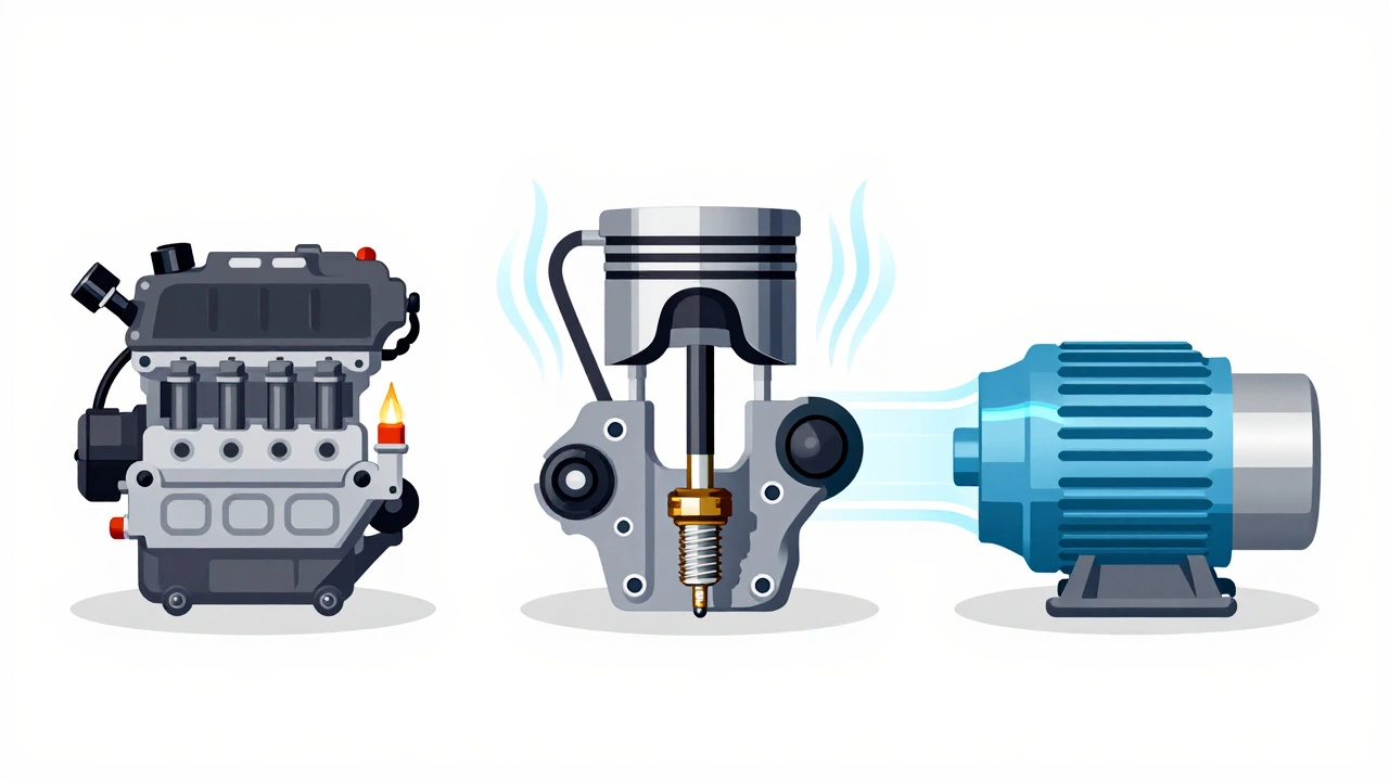 Comparison of gasoline, diesel, and electric engine mechanisms