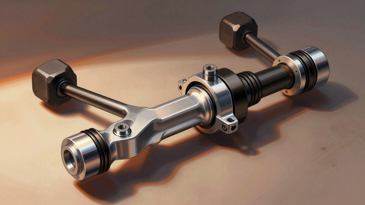 Cutaway view of steering knuckle and tie rod connections