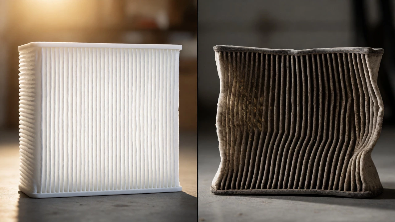 Comparison of clean versus dirty car air filters